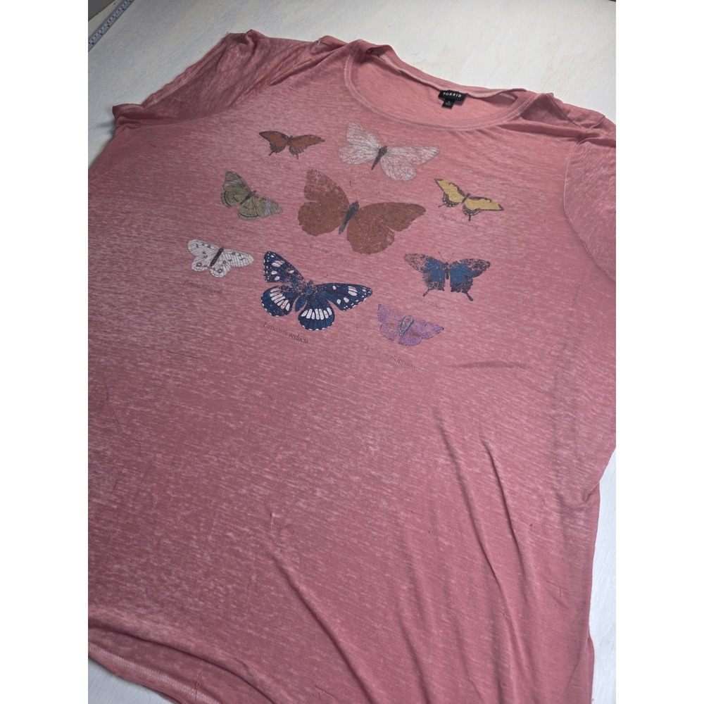 Torrid Butterfly Specimen Graphic Tee Pink Slub Knit Plus Size 5 Boho Classic